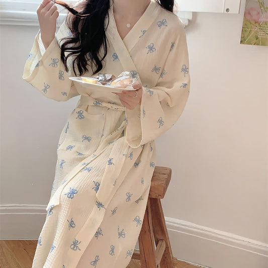 Blue Bow Print Kimono Robe - XXL - image 1
