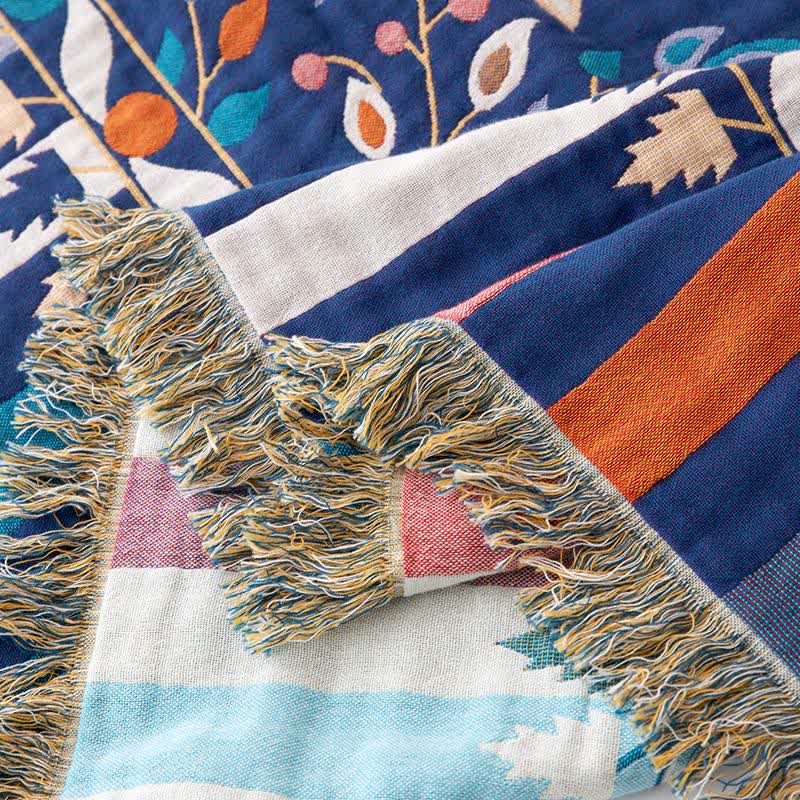 Vintage Floral Cotton Tassel Reversible Quilt - image 4