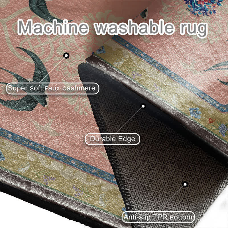 Vintage Oriental Swallow Anti-slip Area Rug - image 3