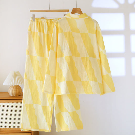 Cat Pocket Plaid Cotton Pajama Set - image 1