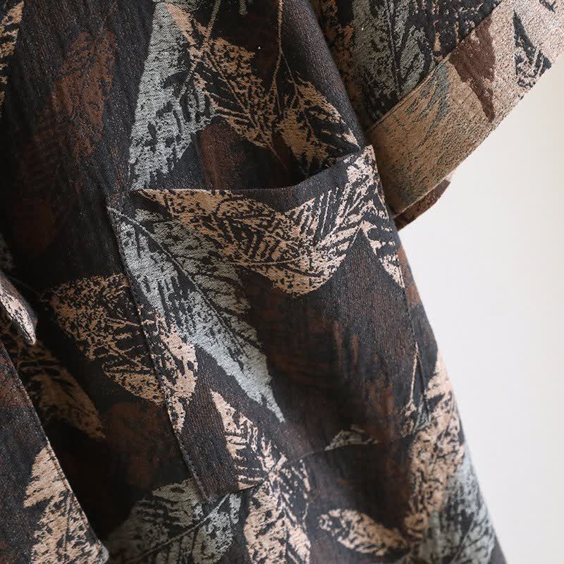 Leaf Jacquard Cotton Kimono Bathrobe - image 8