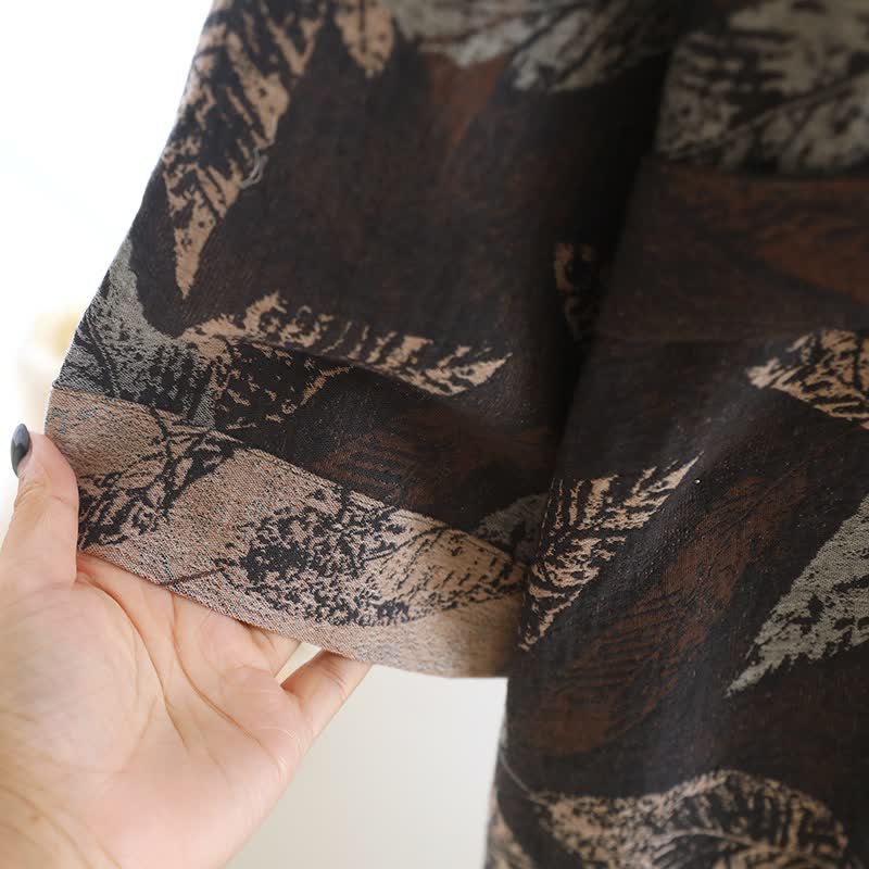 Leaf Jacquard Cotton Kimono Bathrobe - image 6