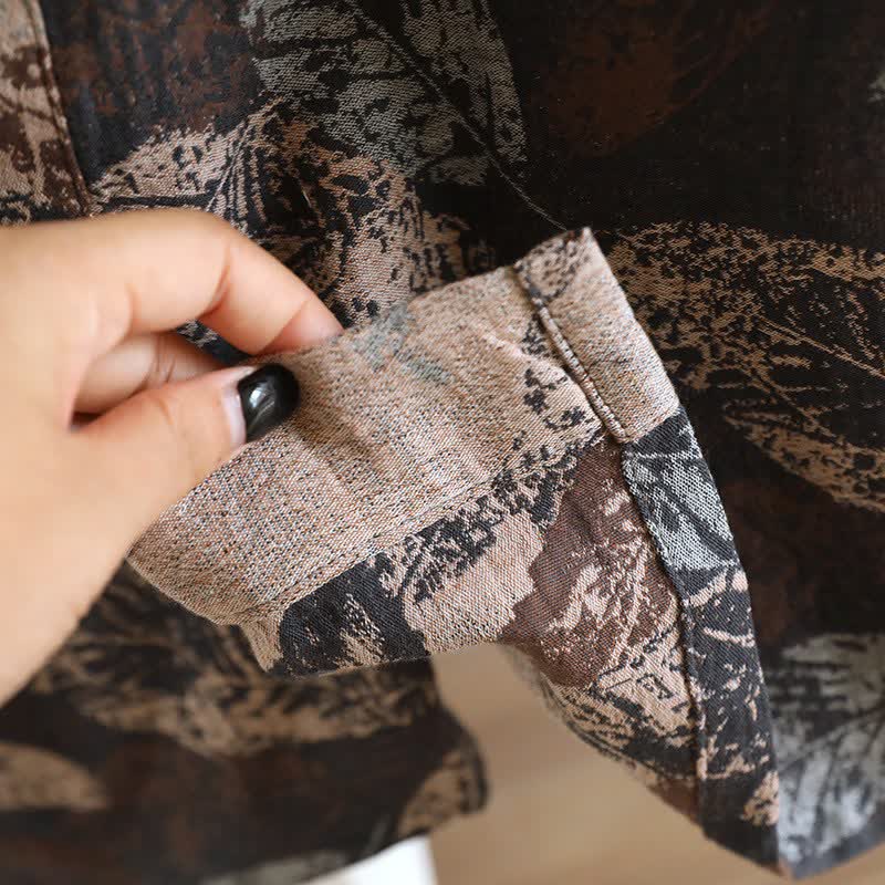 Leaf Jacquard Cotton Kimono Bathrobe - image 9