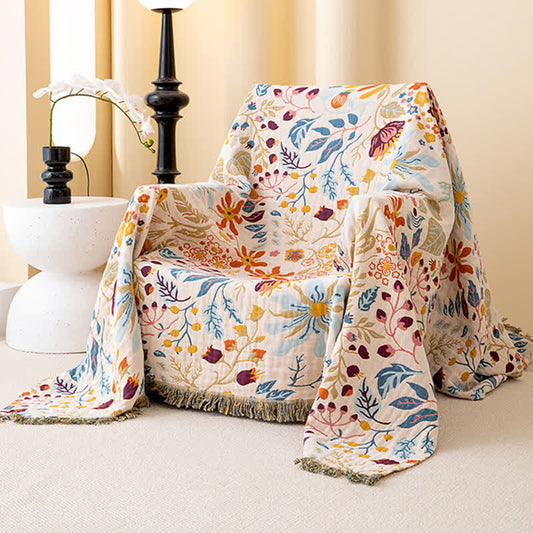 Cottage Floral Tassel Cotton Gauze Quilt - image 1