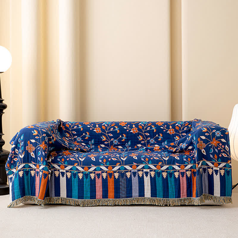 Vintage Floral Cotton Tassel Reversible Quilt - image 2