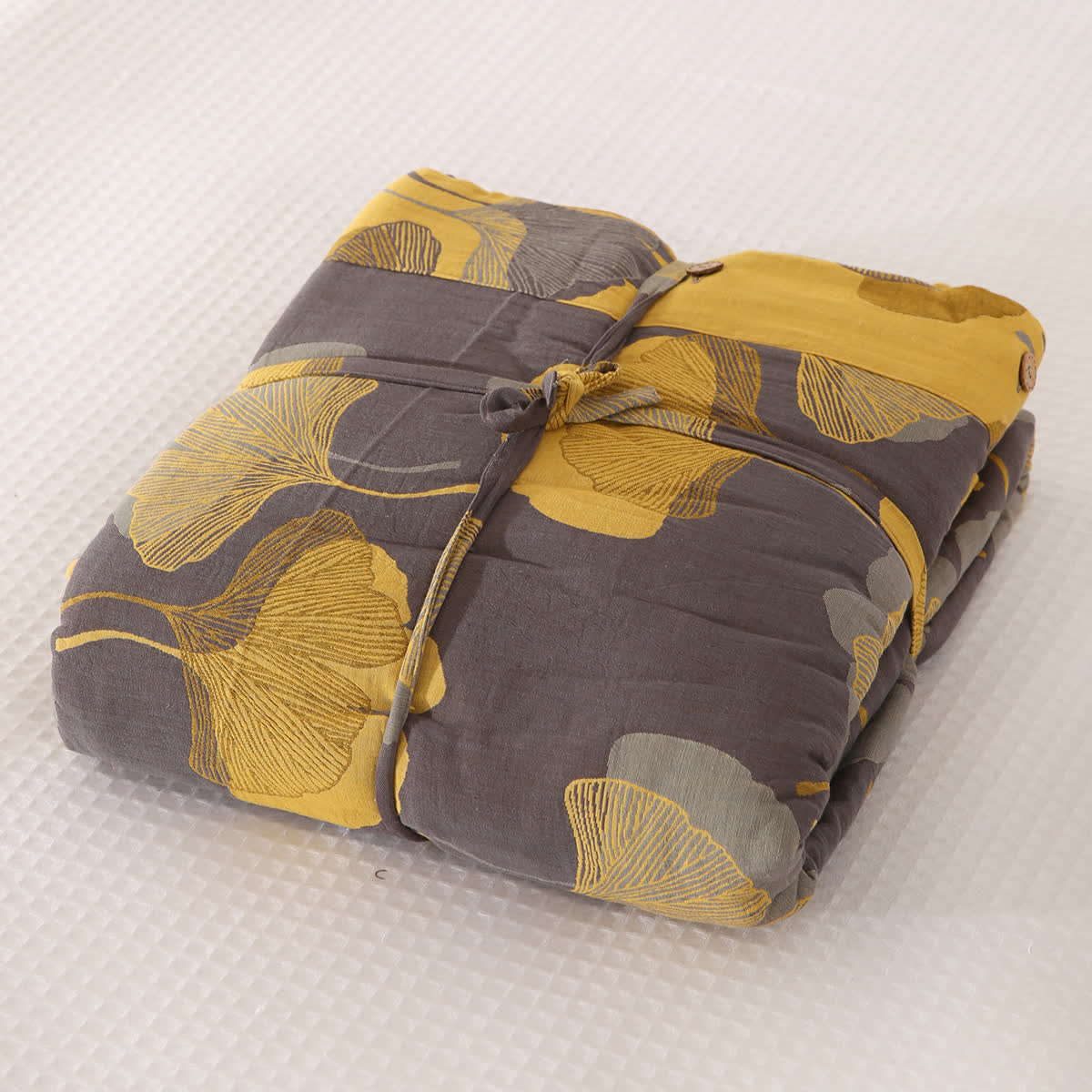 Natural Ginkgo Leaf Cotton Sheet Coverlet - Grey - 2PCS Pillowcases - 19" x 29" - image 5