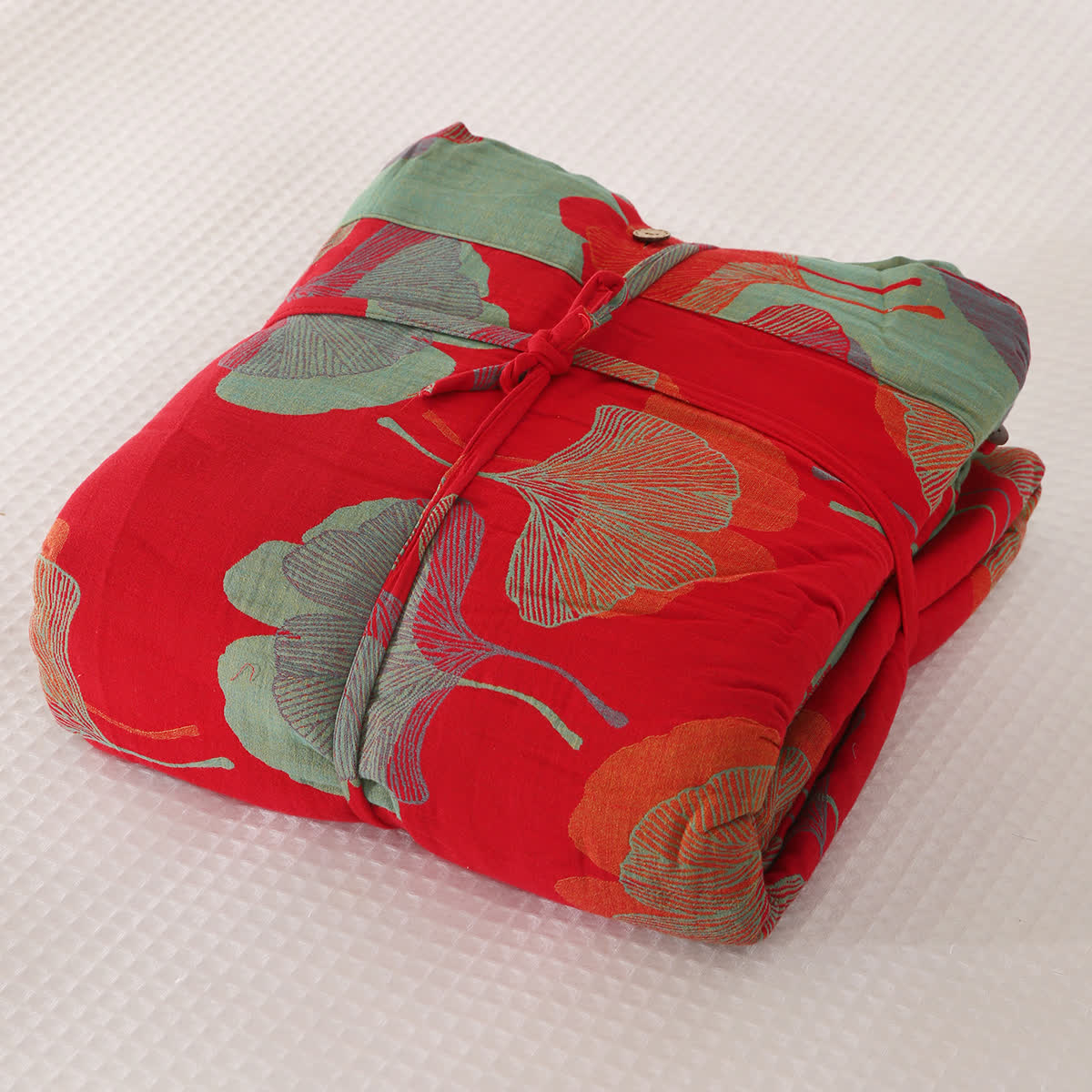 Natural Ginkgo Leaf Cotton Sheet Coverlet - Red - 2PCS Pillowcases - 19" x 29" - image 6