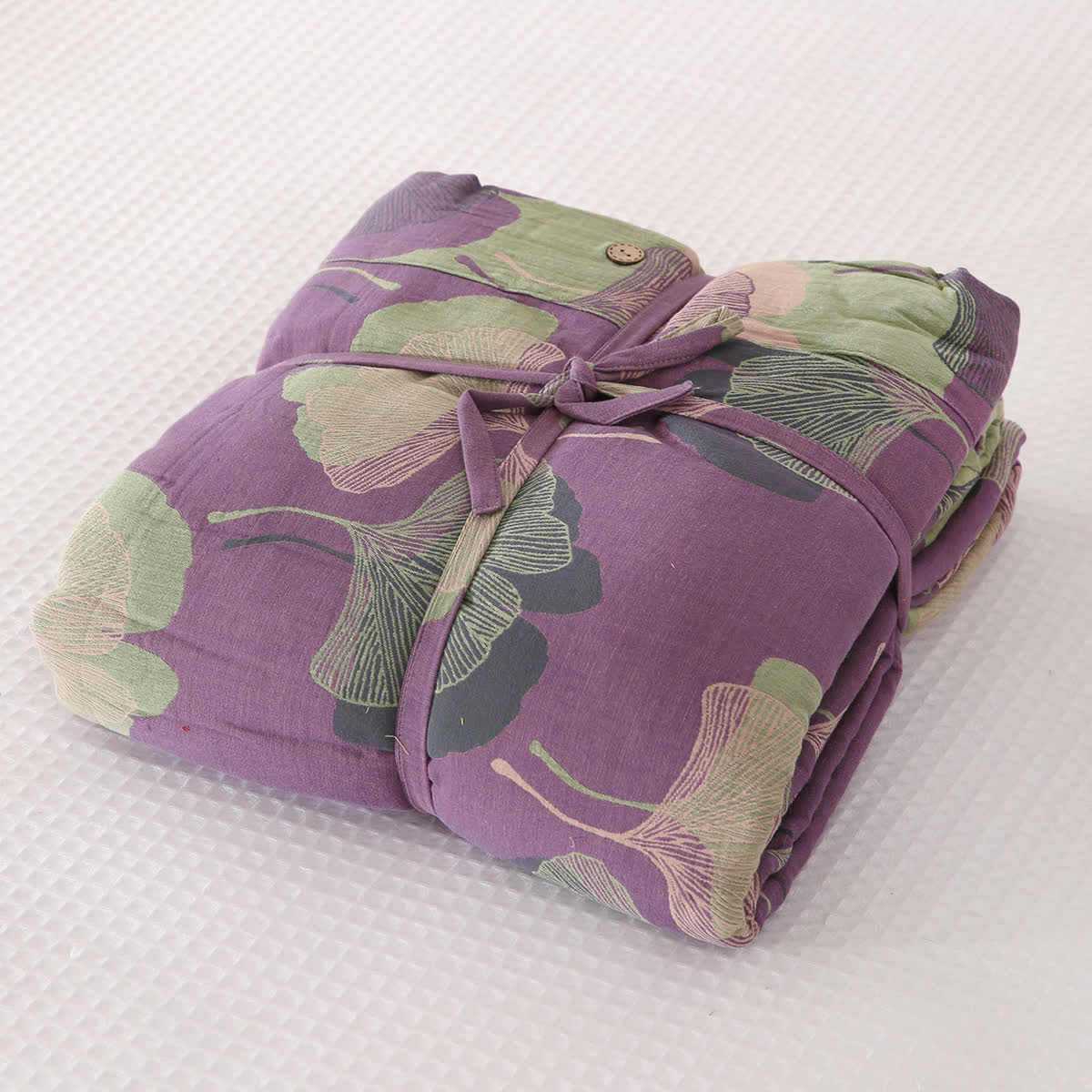 Natural Ginkgo Leaf Cotton Sheet Coverlet - Dark Purple - 2PCS Pillowcases - 19" x 29" - image 7