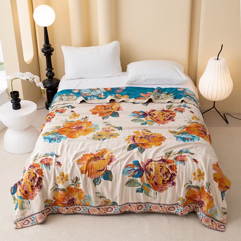 Luxurious Blooming Flower Cotton Reversible Quilt - Queen - image 0