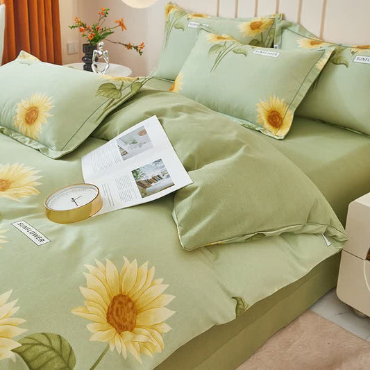 Brushed Cotton Fresh Sunflower Bedding Set(4PCS) - King - image 0