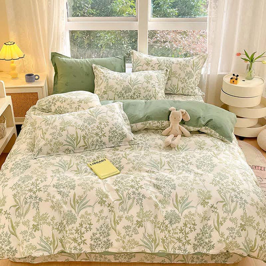 Organic Botanical Leaf Cotton Bedding Set(4PCS) - image 1