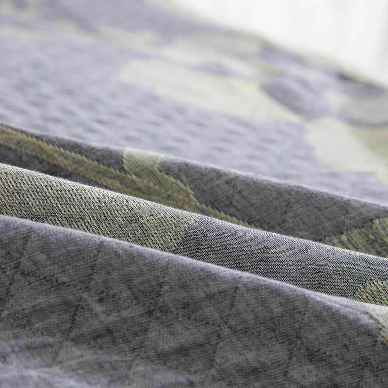 Ginkgo Inspired Natural Cotton Reversible Quilt - image 11