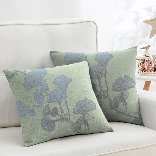 Ginkgo Leaf Cotton Jacquard Square Pillowcases(2PCS) - Light Green - image 0