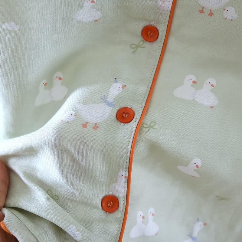 Cartoon Duck Cotton Gauze Loungewear Set - image 3