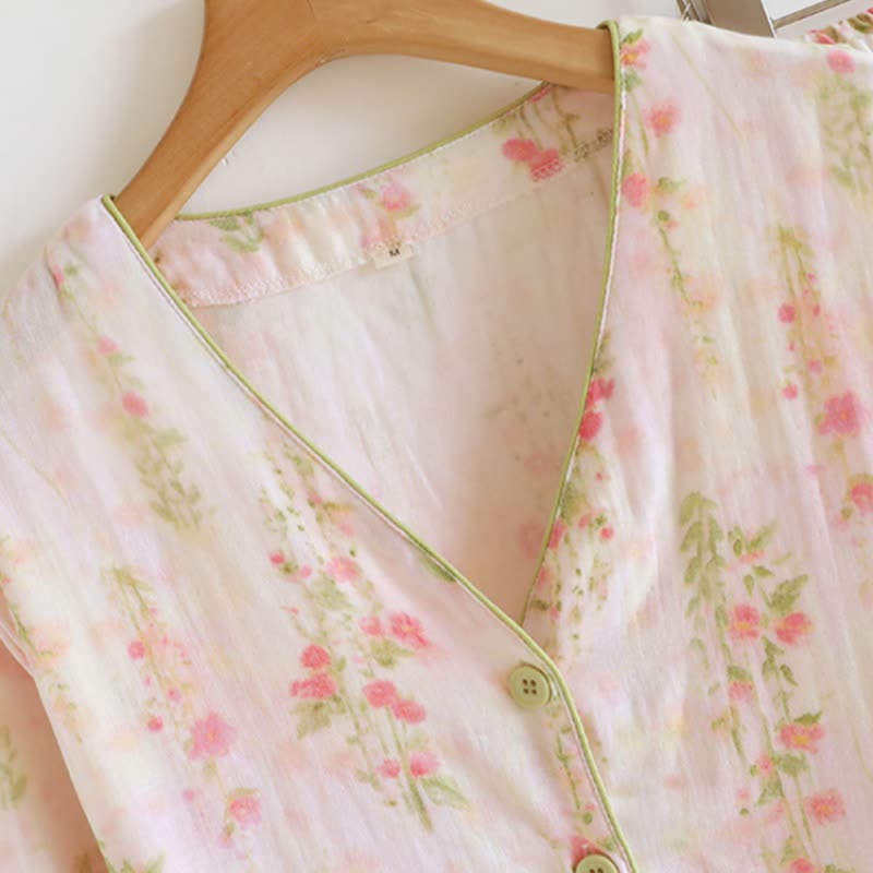 Pink Rose Cotton Gauze Loungewear Set - image 5