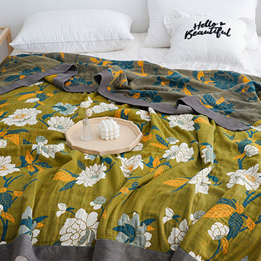 Ownkoti Olive Flower Printed Cotton Quilt - image 1