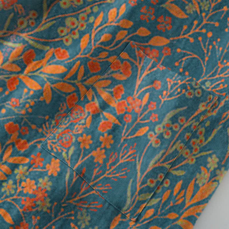 Vintage Leaf Cotton Gauze Kimono Robe - image 4