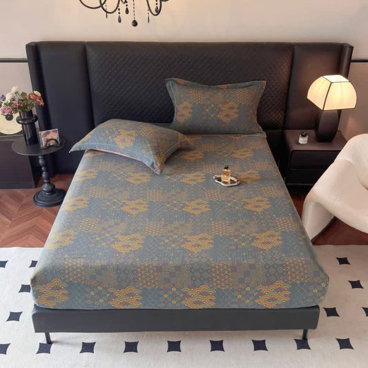 Retro Fan Pattern Cotton Fitted Sheet - image 1