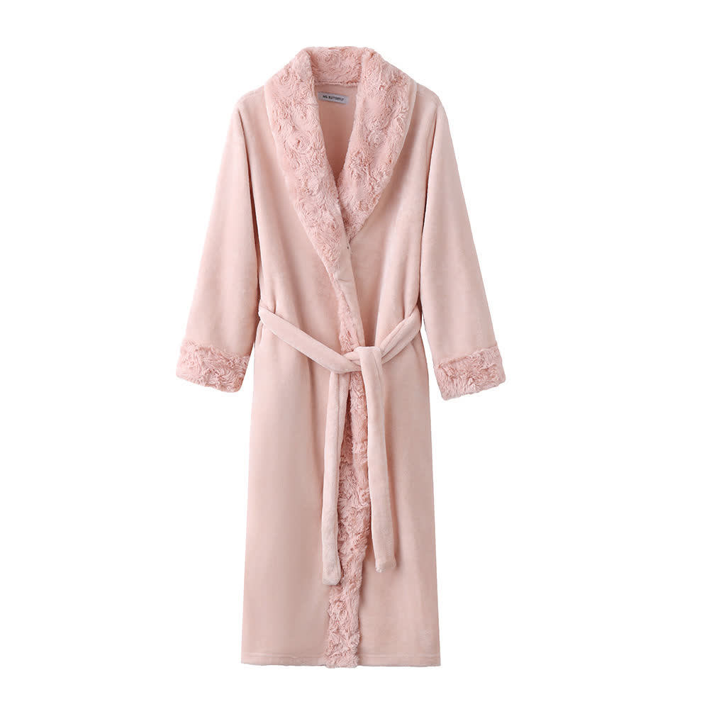 Minimalist Solid Flannel Plush Robe - image 2