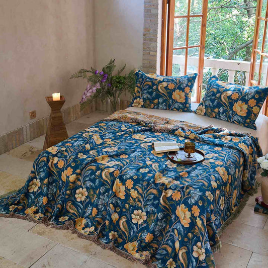 Ownkoti Vibrant Floral Bird Tassel Cotton Quilt - image 1