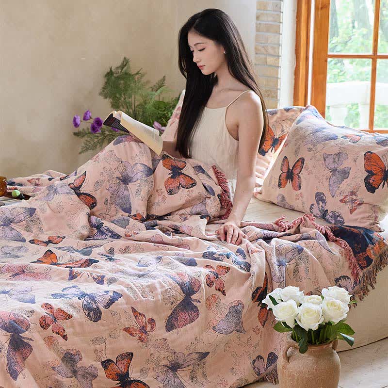 Ownkoti Elegant Butterfly Tassel Cotton Blanket - image 4
