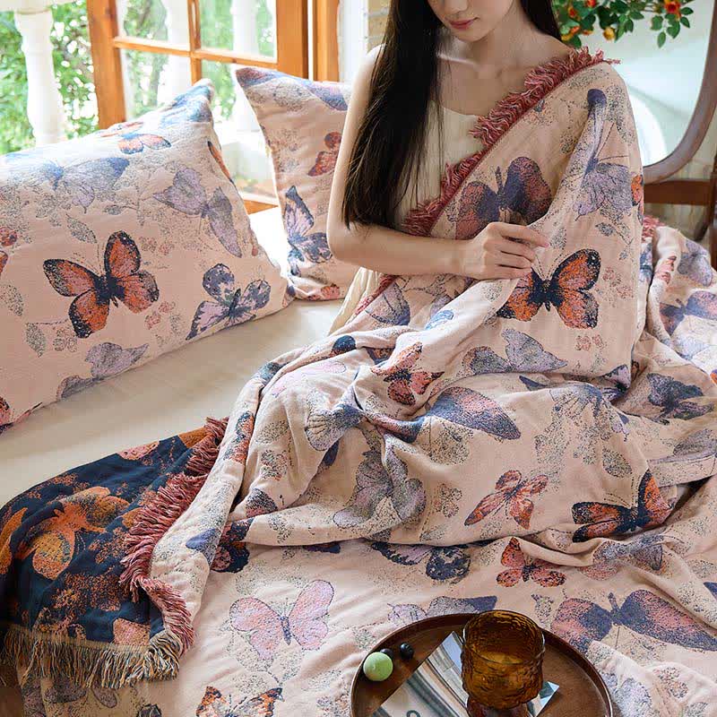 Ownkoti Elegant Butterfly Tassel Cotton Blanket - image 6