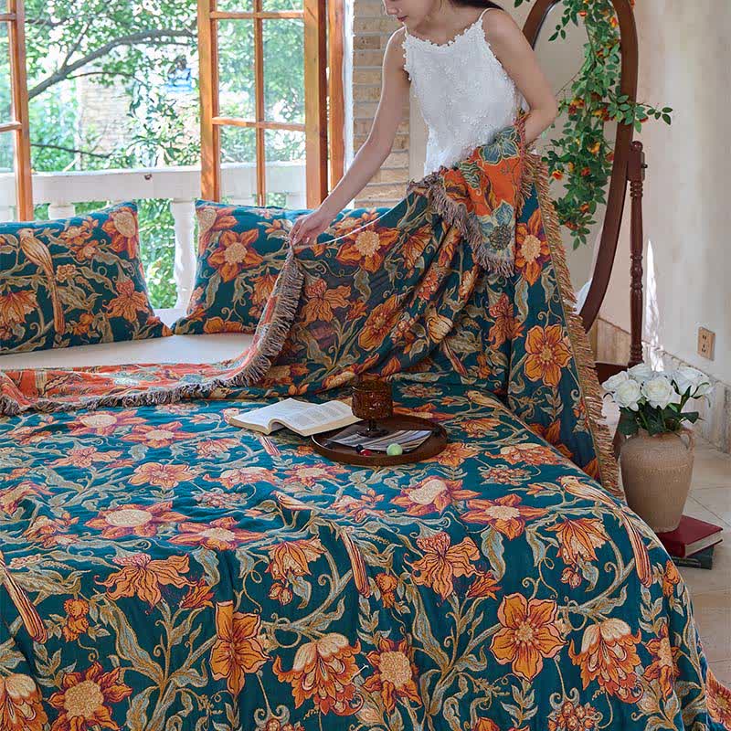 Ownkoti Luxurious Floral Cotton Tassel Blanket - image 6