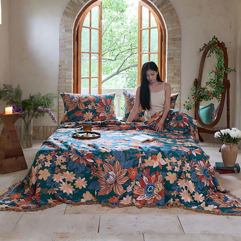 Ownkoti Flourishing Floral Cotton Tassel Blanket - image 3