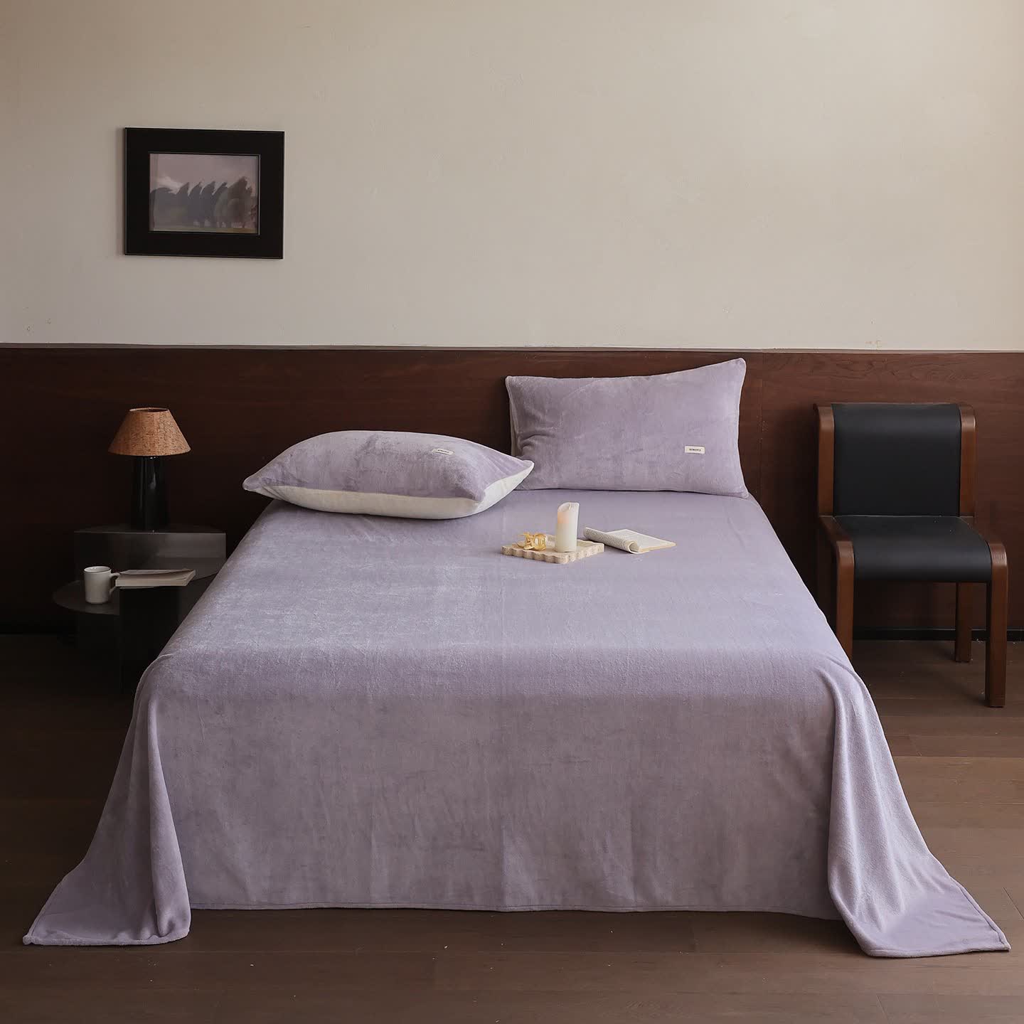 Ownkoti Solid Color Warm Fluffy Coverlet - Light Purple - Coverlet with 2PCS Pillowcases - King - image 23