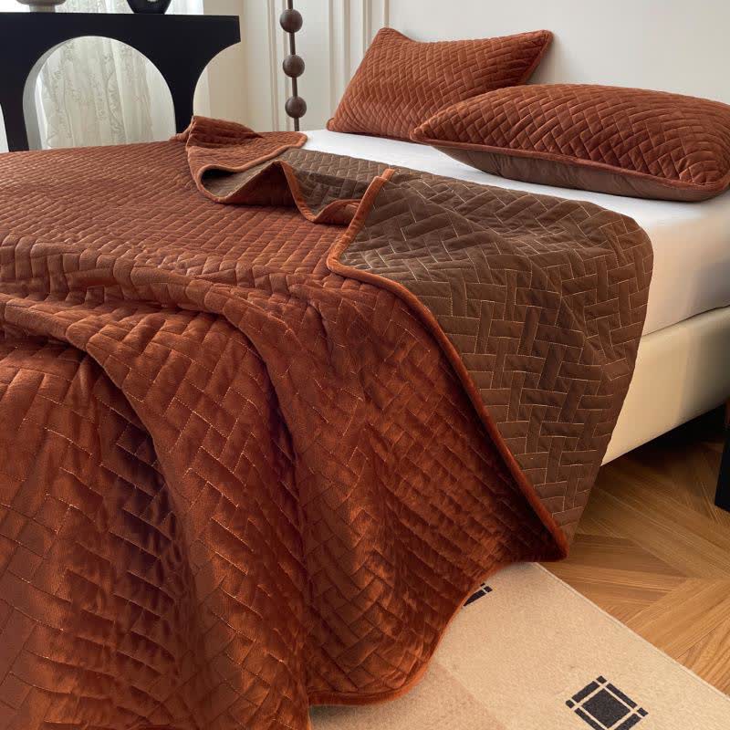Ownkoti Solid Color Grid Quilted Coverlet - Brown - Coverlet with 2PCS Pillowcases - King - image 16