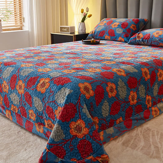 Ownkoti Floral Leaf Quilted Plush Coverlet - image 1