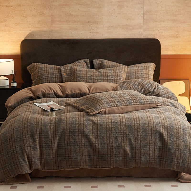 Classic Plaid Cozy Thick Bedding Set (4PCS)  - C - Bedding Set(4PCS) - King - image 17
