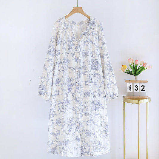 Ownkoti Vintage Floral Cotton Gauze Button Nightdress - XL - image 0