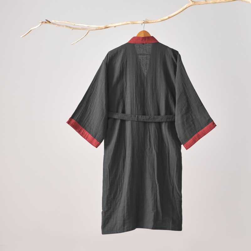 Ownkoti Minimalist Solid Cotton Gauze Kimono Robe - image 3