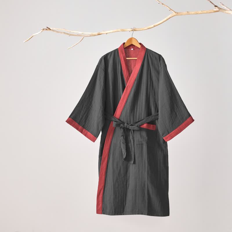 Ownkoti Minimalist Solid Cotton Gauze Kimono Robe - image 2