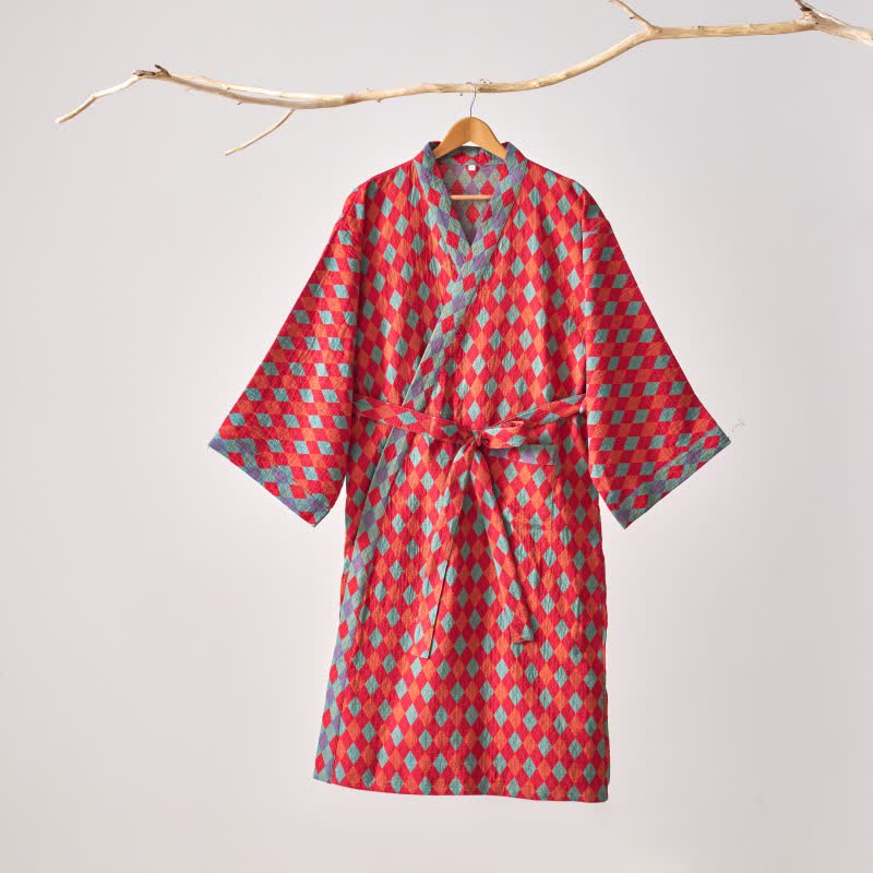 Ownkoti Classic Diamond Cotton Gauze Kimono Robe - image 2
