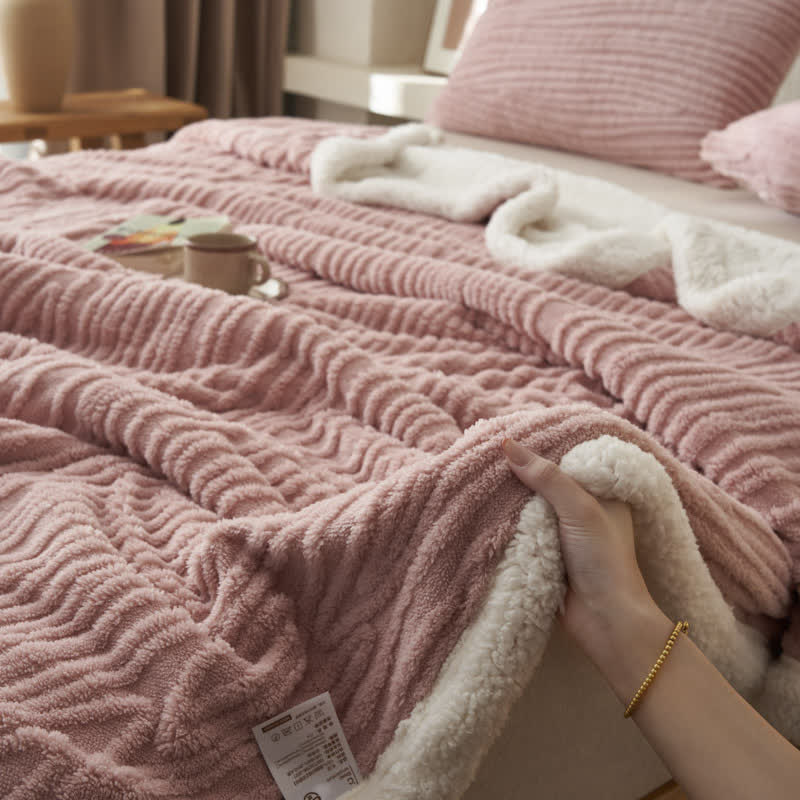 Ownkoti Tree Pattern Jacquard Sherpa Blanket - image 3