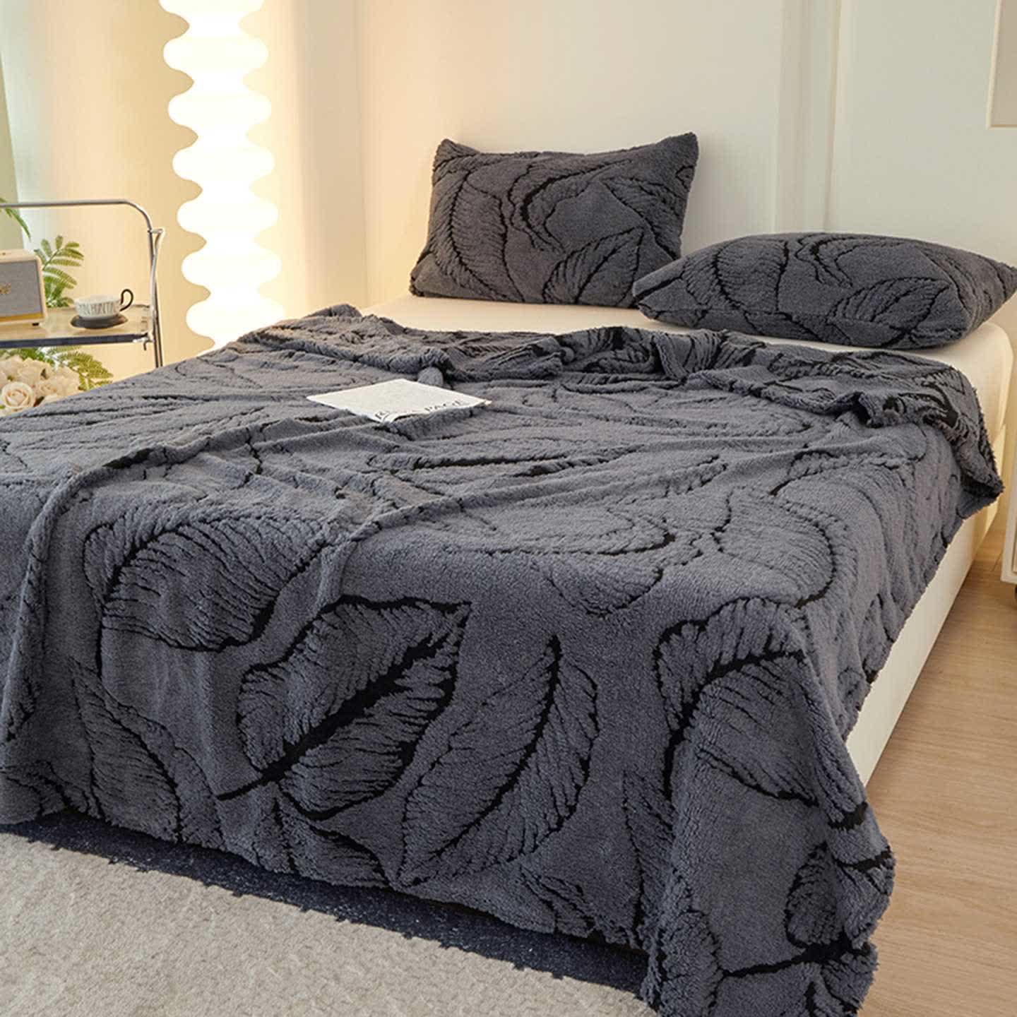 Ownkoti Banana Leaf Jacquard Throw Blanket - Dark Grey - Queen - image 10