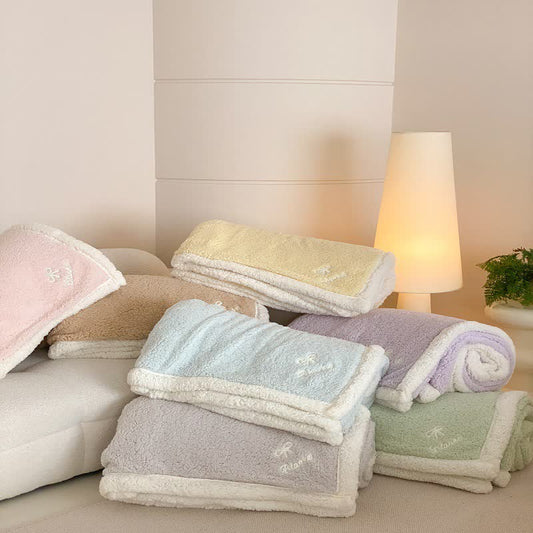 Ownkoti Bow Sherpa Reversible Throw Blanket - image 1