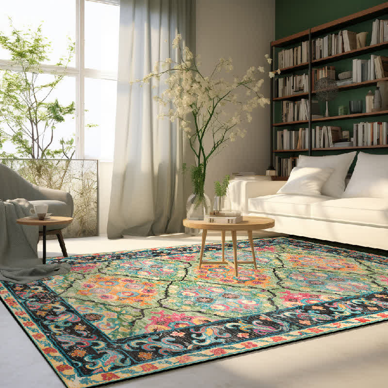 Ownkoti Vibrant Vintage Bohemian Green Area Rug - image 1