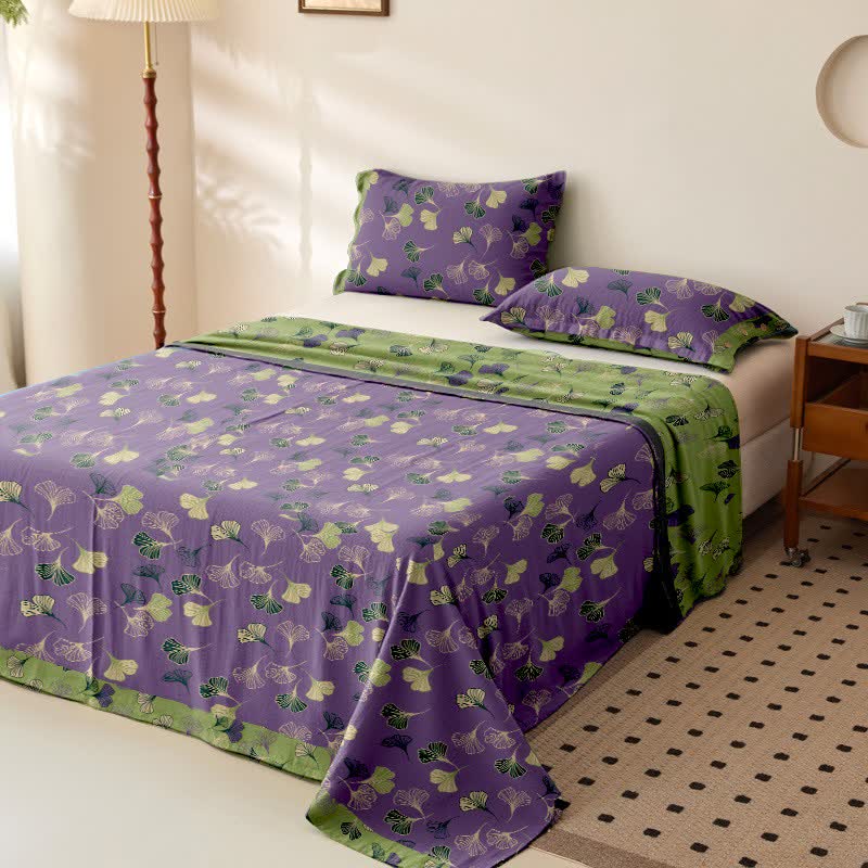 Ownkoti Ginkgo Leaf Cotton Gauze Sheet Bedspread - image 5