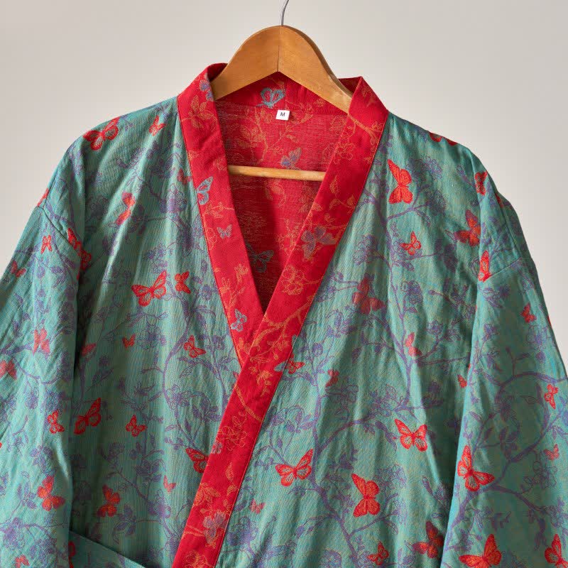 Ownkoti Cotton Gauze Vintage Butterfly Kimono Robe - image 15