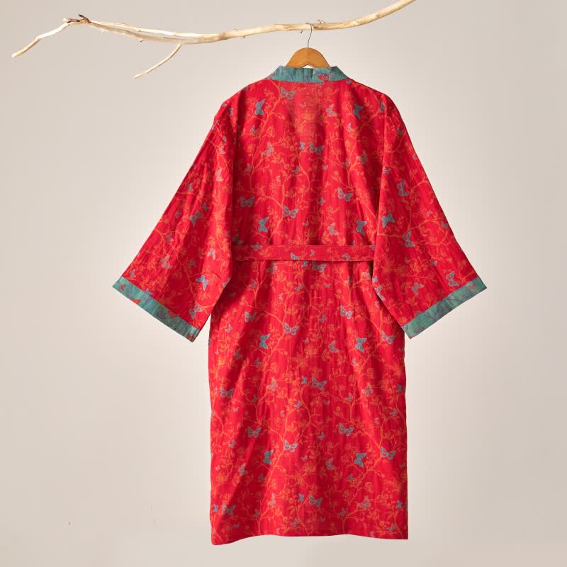 Ownkoti Cotton Gauze Vintage Butterfly Kimono Robe - image 5