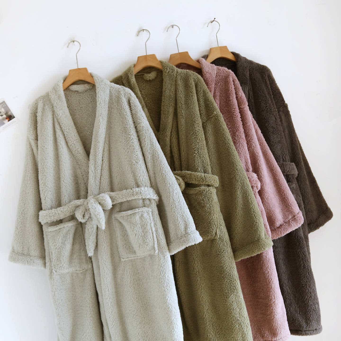 Ownkoti Matching Couple Plush Solid Robe - image 1