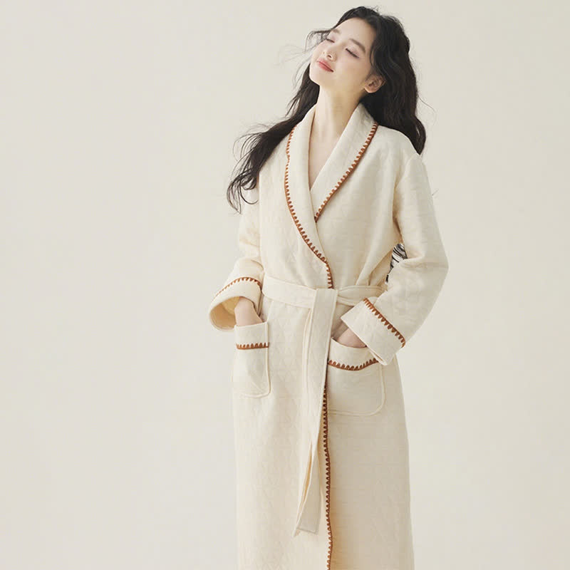 Ownkoti Simple Solid Color Quilted Robe - image 0