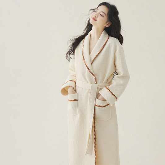 Ownkoti Simple Solid Color Quilted Robe - image 0