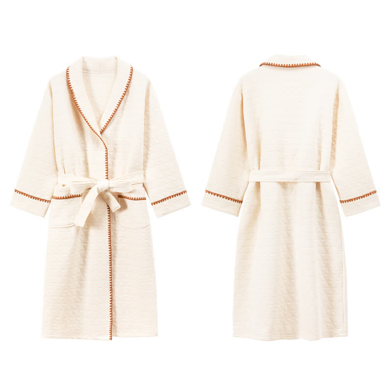 Ownkoti Simple Solid Color Quilted Robe - image 8