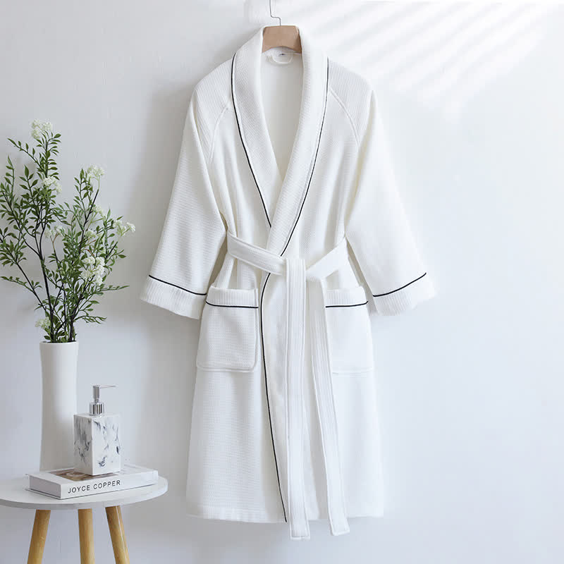 Ownkoti Unisex Cotton Solid Color Robe - image 12