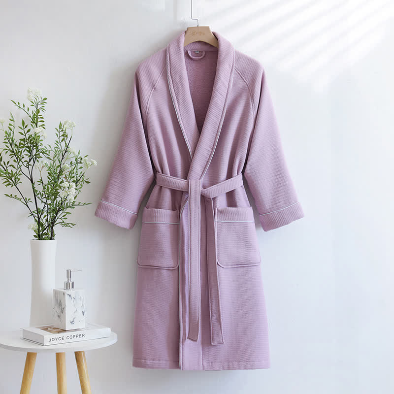 Ownkoti Unisex Cotton Solid Color Robe - image 8