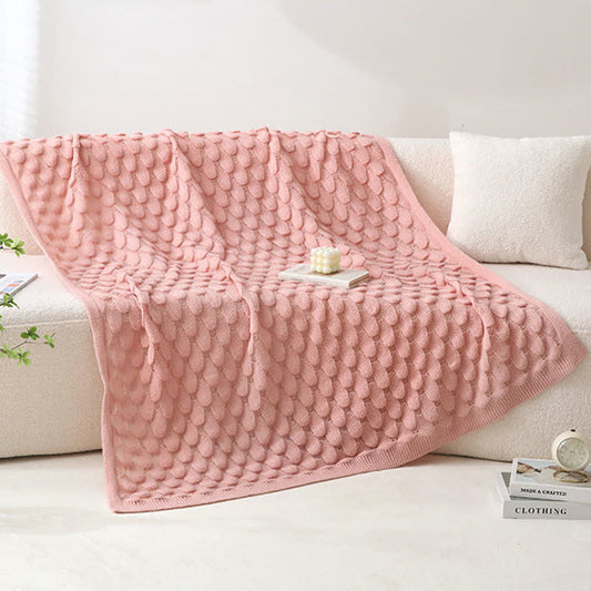 Ownkoti Solid Textured Knit Throw Blanket - Pink - 51"W x 79"L - image 0